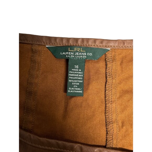 Lauren Jeans Co. Women's Brown Skirt Size 16 Cotton & Elastane 20.5" Waist - Picture 4 of 7